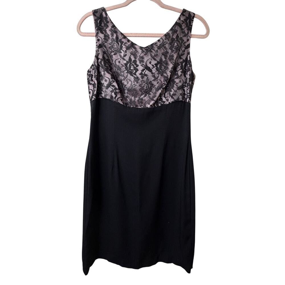 Sz 8 VTG Lois Snyder Black Lace Mini Dress Romantic Whimsigoth Party Goth Sexy